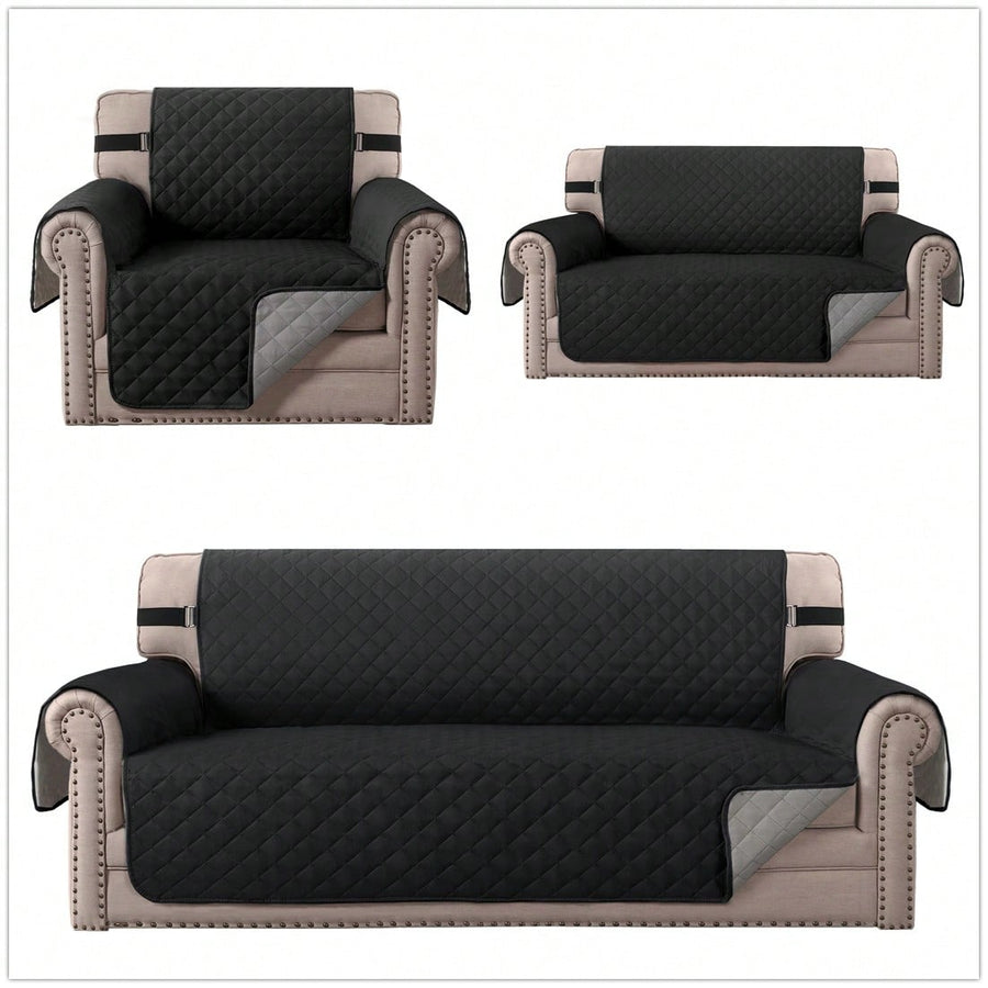 Reversible Sofa Cover Couch Slipcover Water-Repellent Anti-Slip Washable Armchair Loveseat Sofa With Elastic Strap Furniture Protector For Pet Dog
